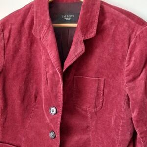 TALBOTS Corduroy Peak Lapel 3 Buttons Jacket Career Work Wear sz: 10P
